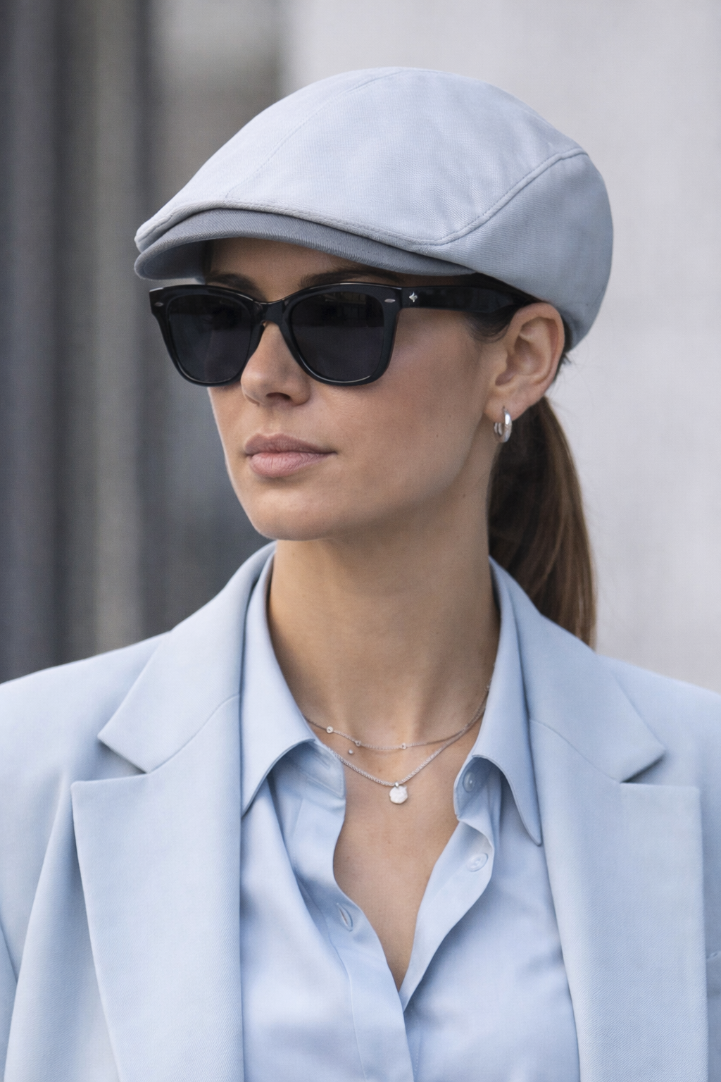 Winter Haze Structured Flat Cap Chic Women's Blue Newsboy Hat