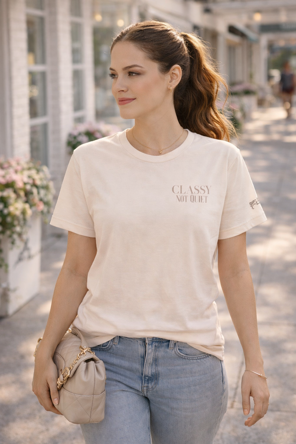Embroidered Classy Not Quiet Minimal 'Good Vibes' T-Shirt — Casual Graphic Tee