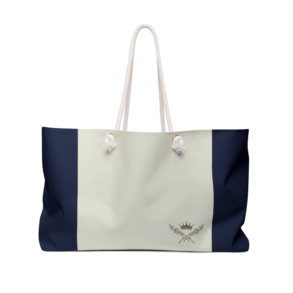 Navy Stripe Coastal Luxe Weekend Travel Tote