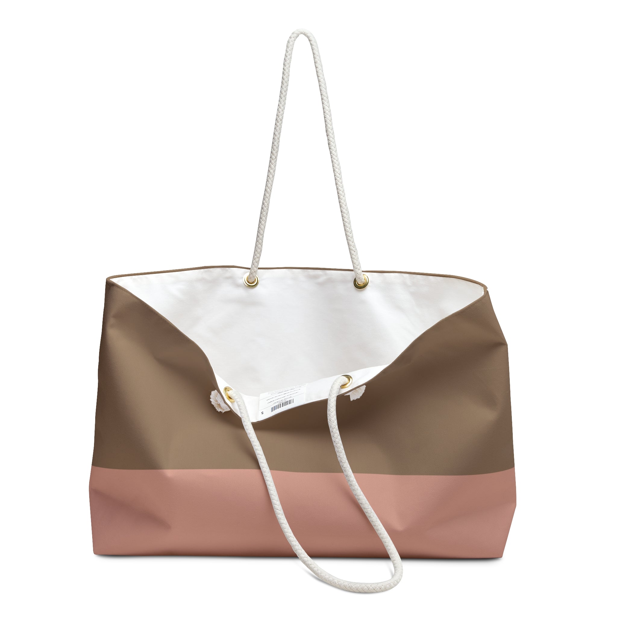 Neutral Two-Tone Weekender Bag – Brown & Blush Travel Tote