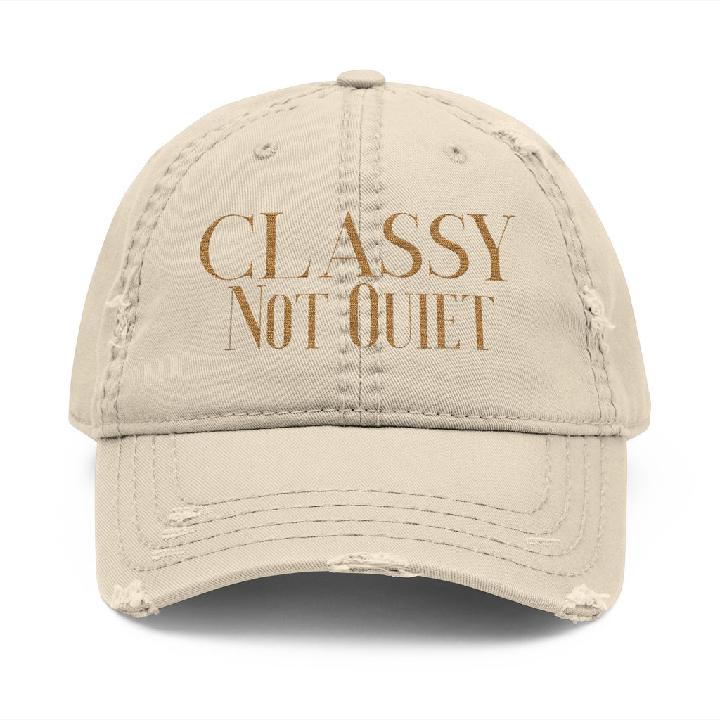 Embroidered 'Classy Not Quiet' Distressed Dad Hat
