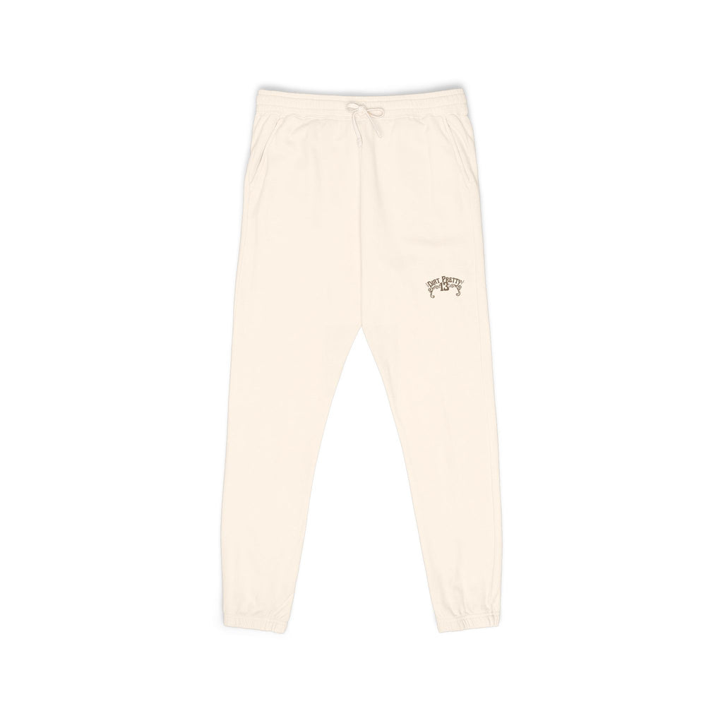 Cream Fleece Sweatpants with Minimal Script Logo — Cozy Everyday Joggers