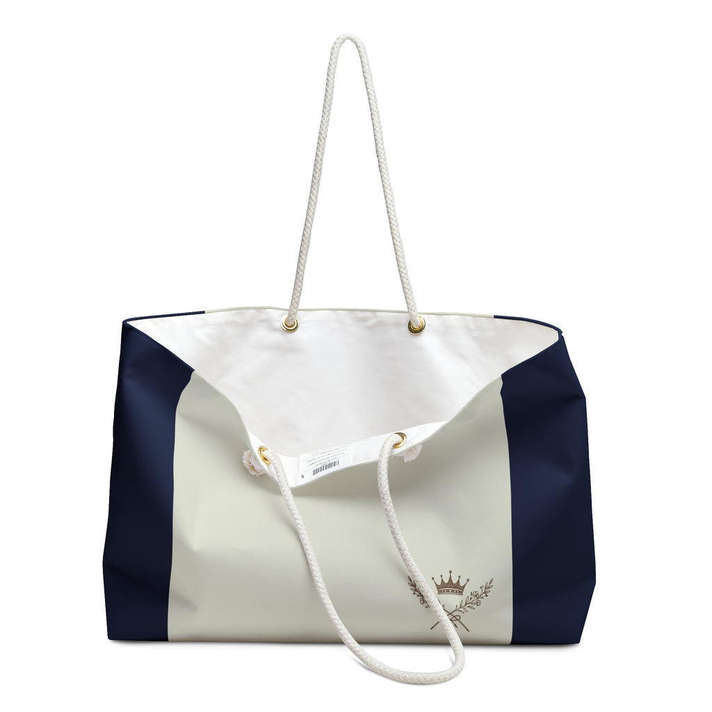 Navy Stripe Coastal Luxe Weekend Travel Tote