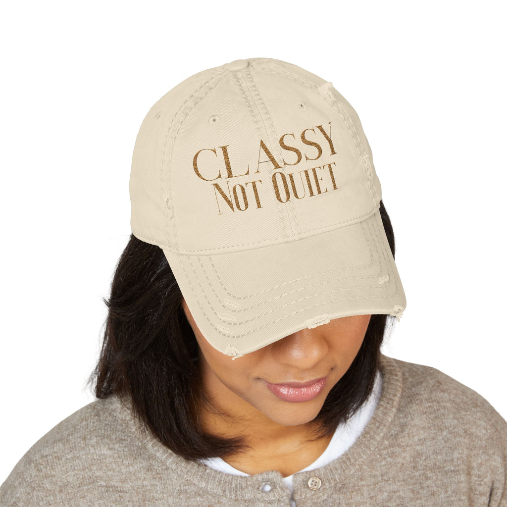 Embroidered 'Classy Not Quiet' Distressed Dad Hat