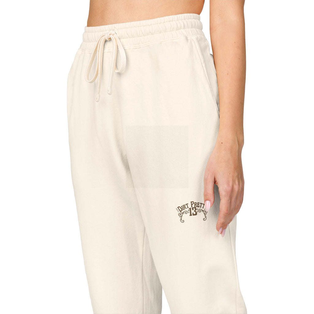 Cream Fleece Sweatpants with Minimal Script Logo — Cozy Everyday Joggers