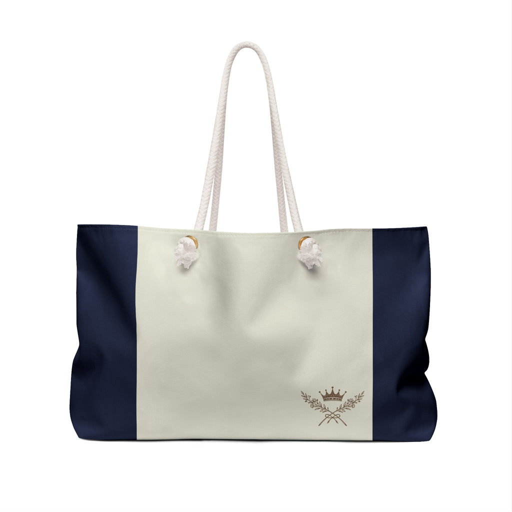 Navy Stripe Coastal Luxe Weekend Travel Tote
