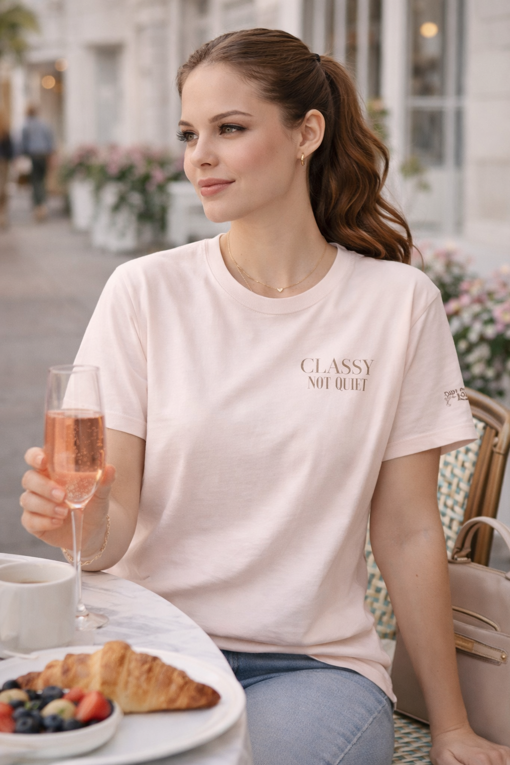 Embroidered Classy Not Quiet Minimal 'Good Vibes' T-Shirt — Casual Graphic Tee
