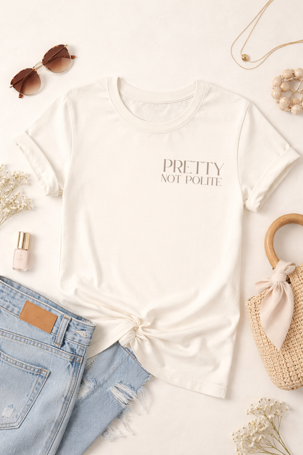 Pretty Not Polite Soft Tee Jersey Short Sleeve Tee