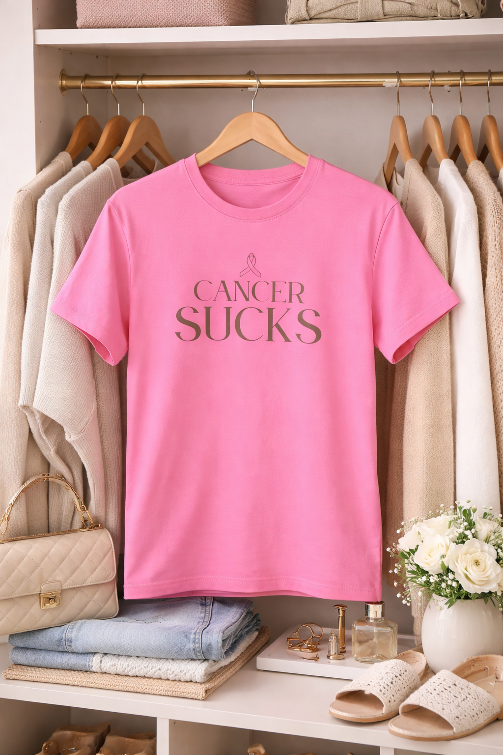 Cancer Sucks Tee — Soft Pink Awareness T‑Shirt