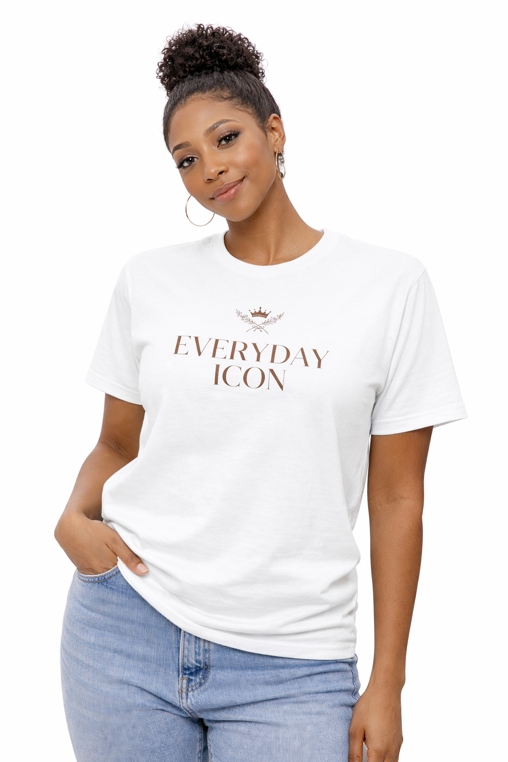 Everyday Icon Tee — Minimal Crown Graphic Short Sleeve T‑Shirt