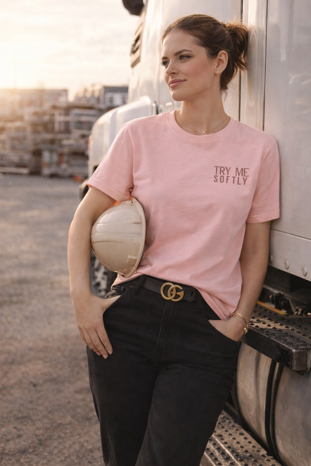 Try Me Softly Tee — Minimal Chest Text Graphic T-Shirt