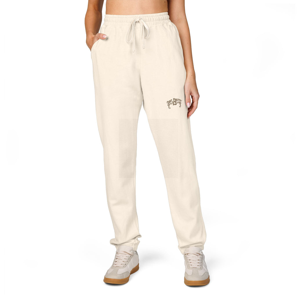 Cream Fleece Sweatpants with Minimal Script Logo — Cozy Everyday Joggers