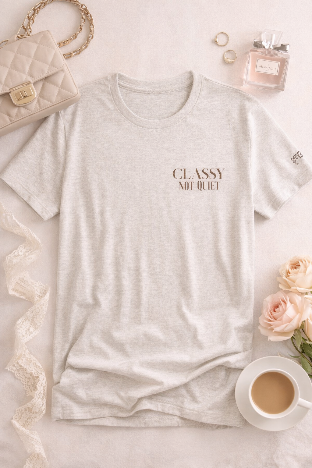 Embroidered Classy Not Quiet Minimal 'Good Vibes' T-Shirt — Casual Graphic Tee