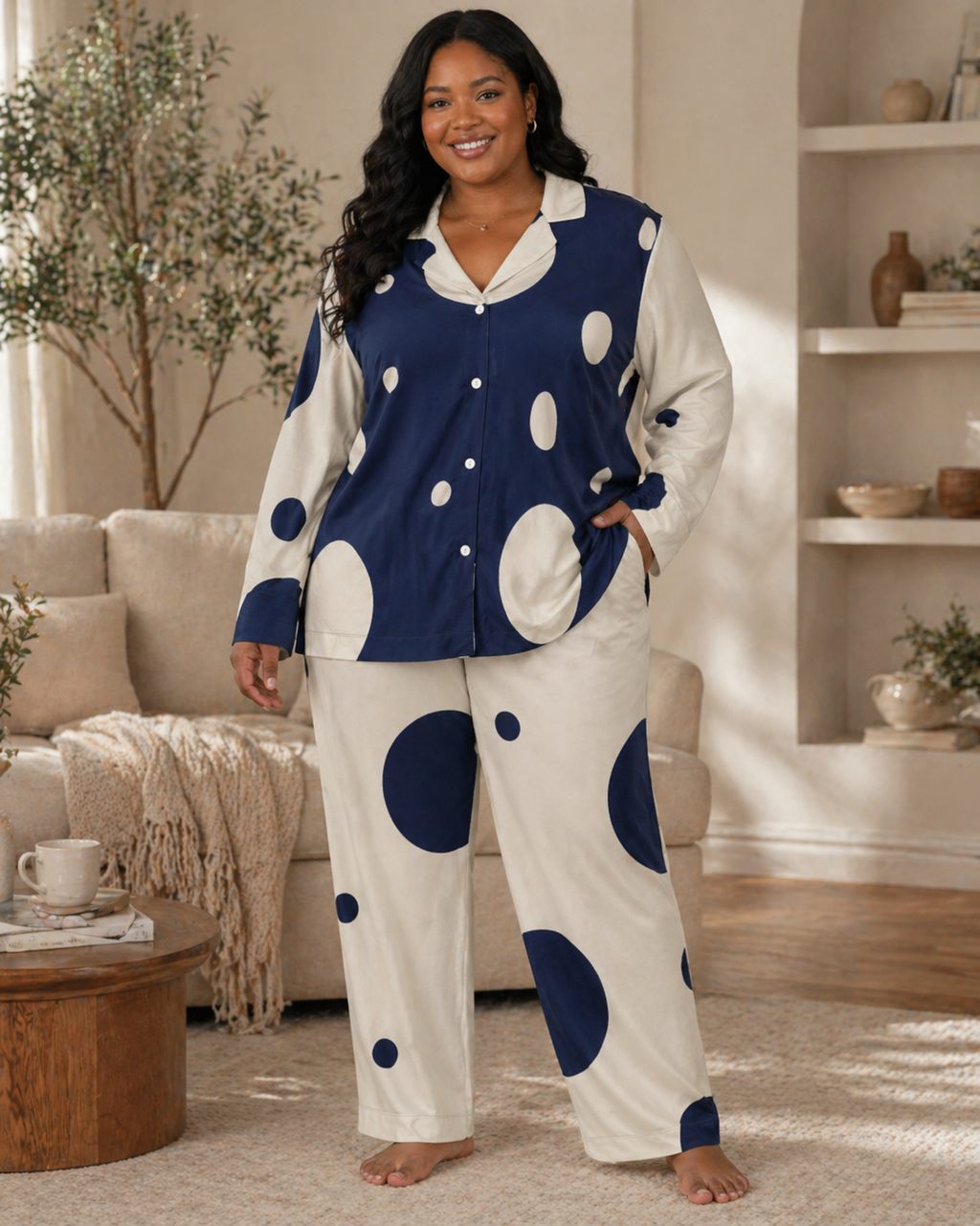 Women’s Lounge Pajama Set – Soft Printed Button Down Sleepwear (Sizes XS-4X)