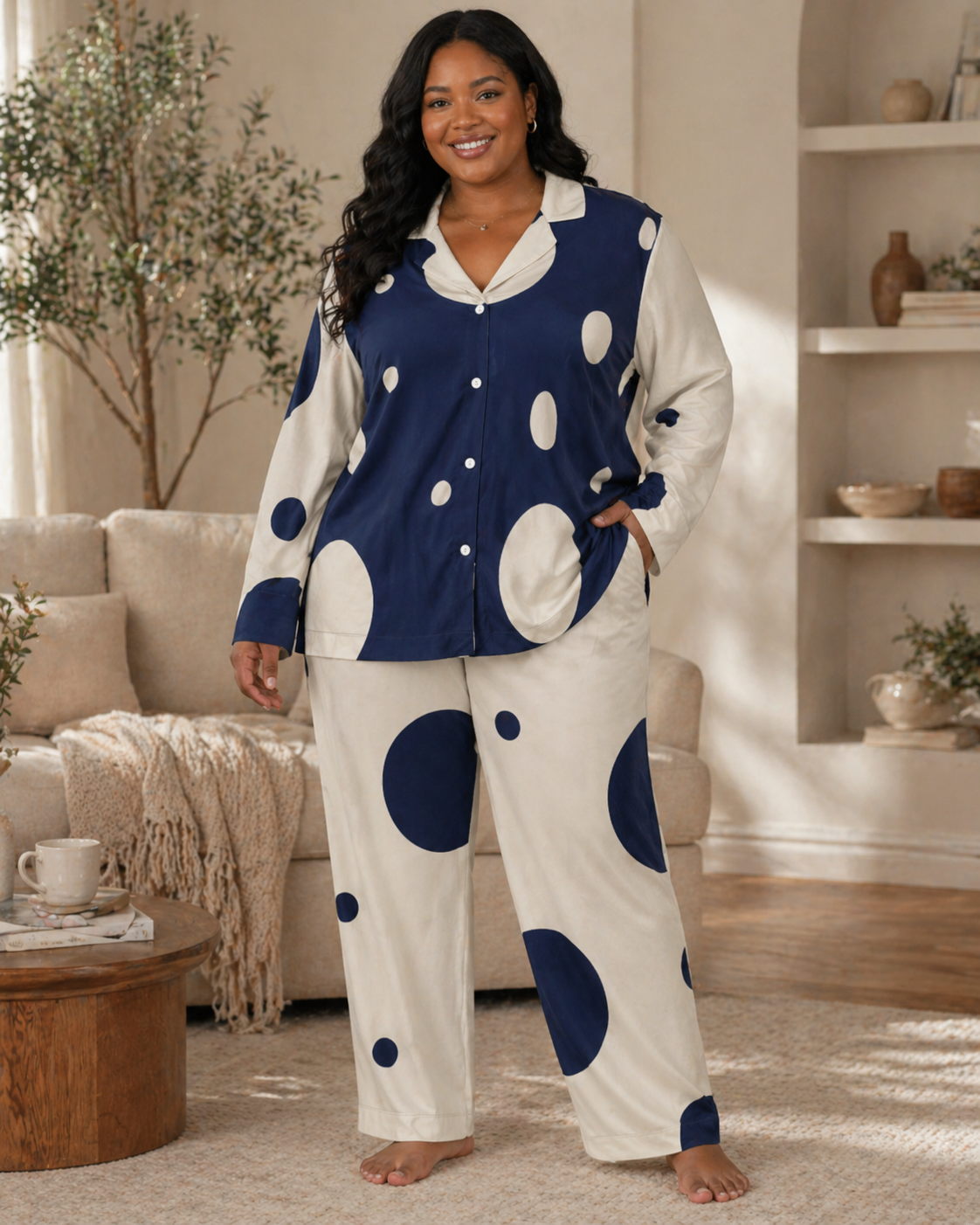Women’s Lounge Pajama Set – Soft Printed Button Down Sleepwear (Sizes XS-4X)