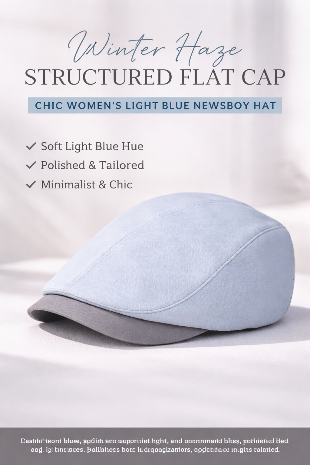 Winter Haze Structured Flat Cap Chic Women's Blue Newsboy Hat