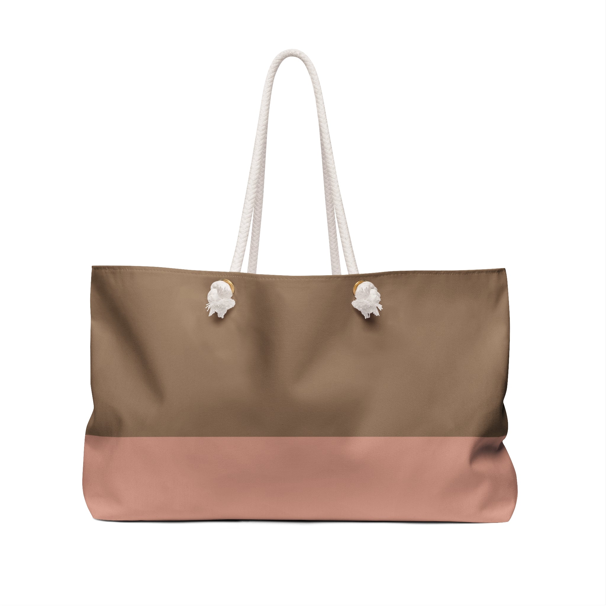 Neutral Two-Tone Weekender Bag – Brown & Blush Travel Tote